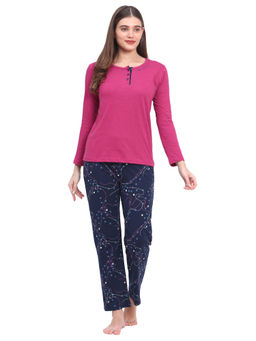 VIEVIANA - Women Printed Pink T-Shirt & Pyjama (Set of 2)