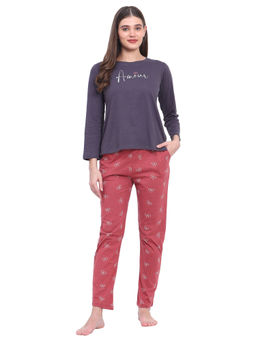 VIEVIANA - Women Printed Grey T-Shirt & Pyjama (Set of 2)