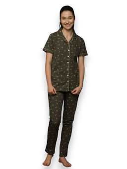 VIEVIANA - Women Printed Green Shirt & Pyjama (Set of 2)