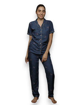 VIEVIANA - Women Printed Blue Top & Pyjama (Set of 2)