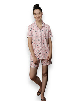 VIEVIANA - Women Printed Pink Night Suit (Set of 2)