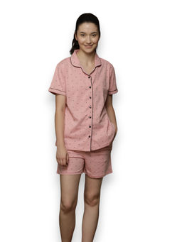 VIEVIANA - Women Printed Pink Night Suit (Set of 2)