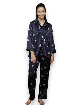 VIEVIANA - Women Printed Blue Shirt & Pyjama (Set of 2)