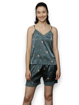 VIEVIANA - Women Printed Green Top & Shorts (Set of 2)