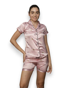 VIEVIANA - Women Printed Pink Top & Shorts (Set of 2)