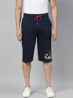 3PIN - Cotton Dark Blue Regular Fit Men's Shorts