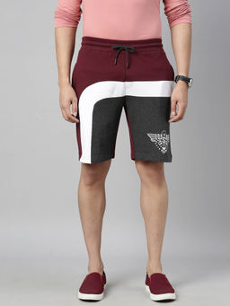 3PIN - Cotton Maroon Regular Fit Men's Shorts