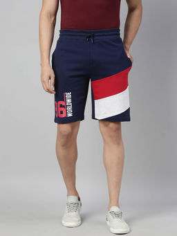 3PIN - Cotton Dark Blue Regular Fit Men's Shorts
