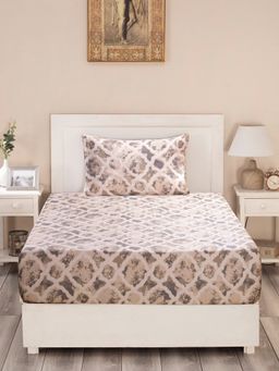 Maspar - Nouveau Tradition Form Replay 300 TC Cotton Neutral Single Bedsheet ,1 Pillow Cover