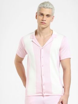 Jack & Jones - Pink Striped Knit Polo T-shirt