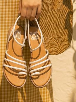 Viviblu - Women White Leather Flat Sandals