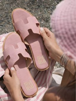 Viviblu - Pink Denim Pu Leather Flats