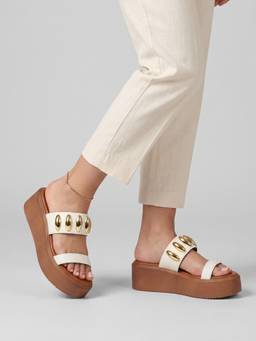 Viviblu - White Leather Wedges Heels