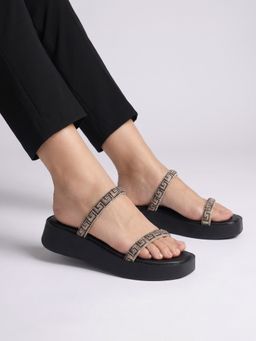 Viviblu - Black Leather Sandal Heels