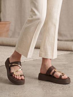 Viviblu - Brown Leather Platform Sandals