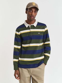 GANT - Men's Horizontal Stripes Regular Fit Heavy Rugger Polo T-Shirt