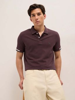 The Bear House - Men Pure Cotton Textured Flat Knit Slim Polo T-Shirt