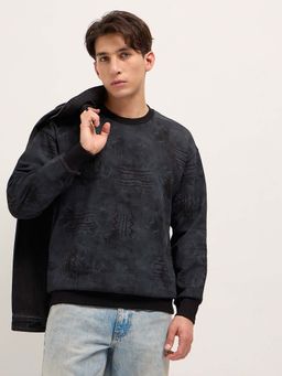 The Bear House - Men Black Printed Relaxed T-Shirt