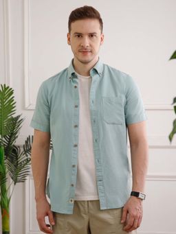 THE FORMAL CLUB - Breeze Blue Linen Half Sleeves Shirt