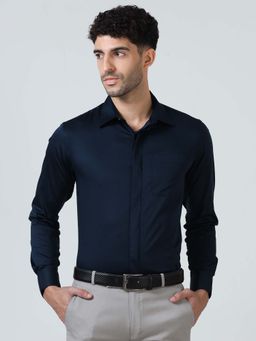 THE FORMAL CLUB - Bennet Navy Shirt with Concealed Placket