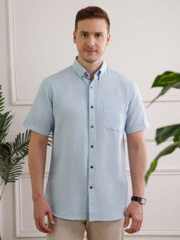 THE FORMAL CLUB - Breeze Powder Blue Linen Half Sleeves Shirt