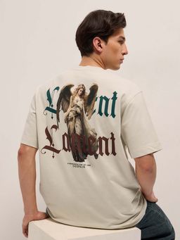 The Bear House - Men Pure Cotton Graphic Printed Oversize T-Shirt