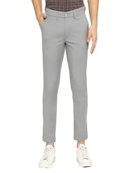 BASICS - Straight Fit Lime Stone Grey Cotton Polyester Stretch Dobby Trousers