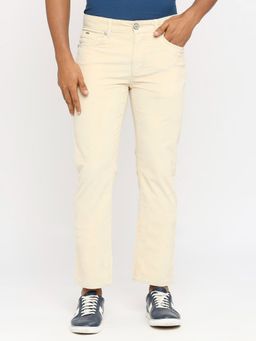 BASICS - Drift Fit Angora Beige Cotton Stretch Corduory Trousers