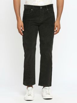 BASICS - Drift Fit Black Olive Cotton Stretch Corduory Trousers