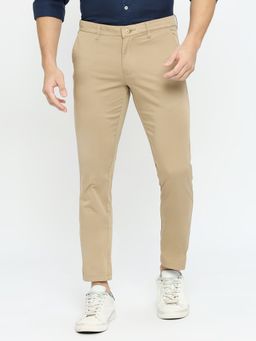 BASICS - Straight Fit Incense Khaki Cotton Stretch Trousers