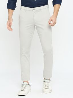 BASICS - Straight Fit Moon Struck Grey Cotton Stretch Trousers