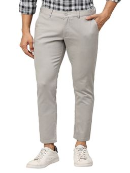 BASICS - Skinny Fit Abbey Stone Cotton Stretch Dobby Trousers