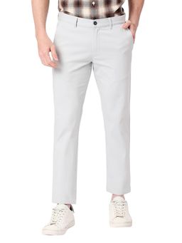 BASICS - Straight Fit Pearl Blue Cotton Stretch Dobby Trousers