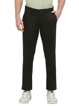 BASICS - Straight Fit Rosin Green Cotton Stretch Dobby Trousers
