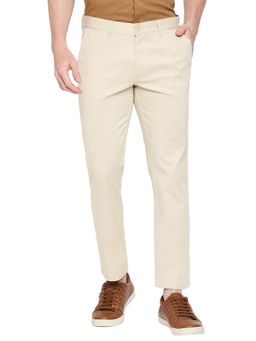 BASICS - Straight Fit Pistachio Stone Cotton Stretch Dobby Trousers
