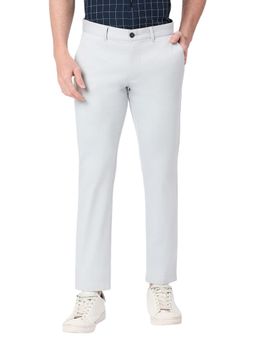 BASICS - Straight Fit Pearl Blue Cotton Stretch Dobby Trousers
