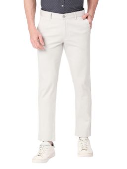 BASICS - Straight Fit Vapor Grey Cotton Stretch Dobby Trousers