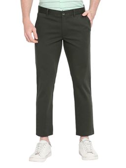 BASICS - Straight Fit Rosin Green Cotton Stretch Dobby Trousers