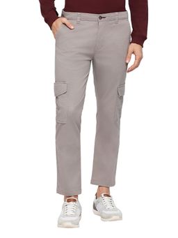 BASICS - Drift Fit Zinc Grey Cotton Cargo Stretch Dobby Trousers