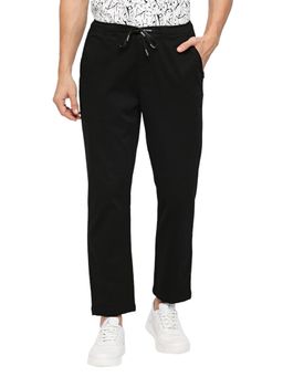 BASICS - Relaxed Fit Meteorite Black Cotton Stretch Dobby Trousers