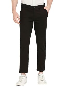 BASICS - Skinny Fit Licorice Black Cotton Stretch Dobby Trousers