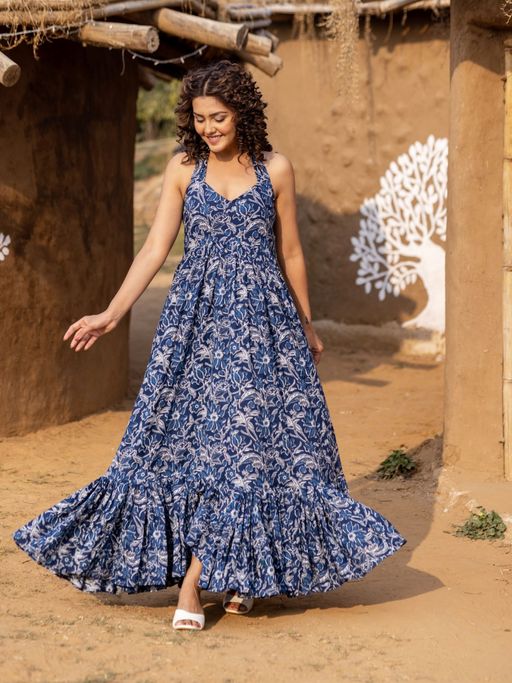 chinese dress ladies Bunaai Amara Belt Cotton Maxi Dress