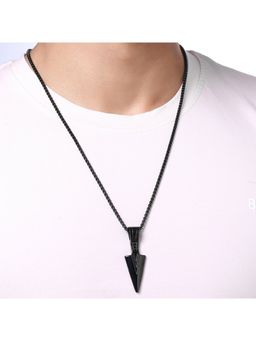 Yellow Chimes - Black Stainless Steel Arrow Style Pendant With Chain