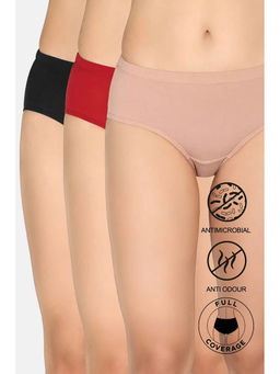 Zivame - Full Coverage Medium Rise Hipster Panty - Multicolor (Pack of 3)