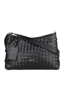 Inc.5 - Women's Casual Black Textured Shoulder Bag