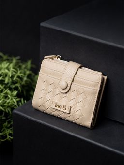 Inc.5 - Women's Casual Beige Textured Wallet