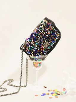 Inc.5 - Women's Ethnic Black Embellished Sling Bag