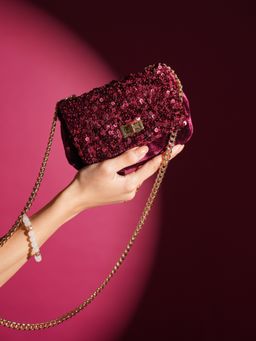Inc.5 - Women's Ethnic Maroon Embellished Sling Bag