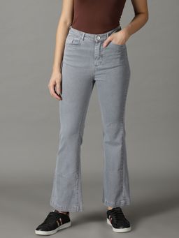 SHOWOFFFF - Women's Stretchable Clean Look Grey Bootcut Jeans