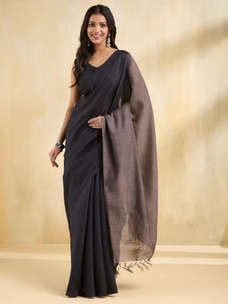 Fabindia - Black Silk Saree Without Blouse